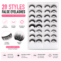 Faux cils en vison synthétique mélangé 8-18mm, fabriqués à la machine, avec bande en coton, personnalisables avec logo, marque privée, effet wispy, pour soirée, petits, en paire