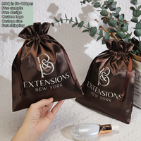 Sac à cheveux en satin personnalisé avec logo OEM en gros, sac à cordon de luxe en soie pour cosmétiques, cadeau, perruque, lingerie, sac anti-poussière