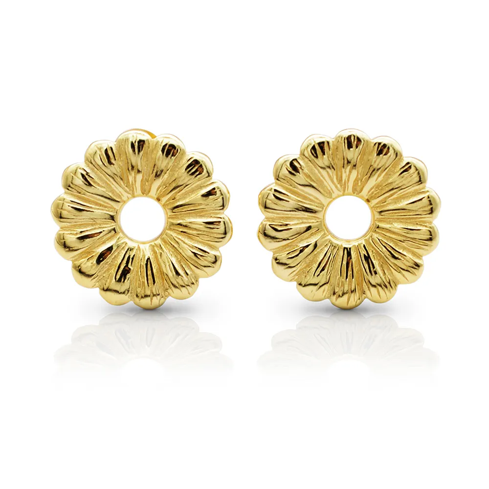925 sterling silver 18k gold plating matte flower pendant earrings