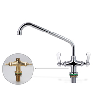 Robinet de cuisine moderne durable Robinet élégant en laiton chromé à double poignée avec ouverture rapide et montage à trou unique