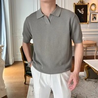Camiseta de Manga Corta para Hombre, Cuello en V, Tejido Fino de Verano, Estampado Informal, Spandex/Poliéster, 250 Gramos, Secado Rápido, Transpirable
