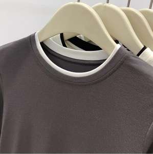 Camiseta Térmica de Manga Larga con <span class=keywords><strong>Cuello</strong></span> <span class=keywords><strong>Redondo</strong></span> para Mujer, Ropa Interior, Camiseta Base, Diseño de Bloques de Color, Top de Otoño Invierno, Estilo Europeo, Terciopelo - Product Image 6