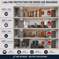 Fabricante de Sistemas de Alarma contra Incendios LoRa, Panel de Alarma contra Incendios Inalámbrico con Detectores de Humo para Edificios Comerciales