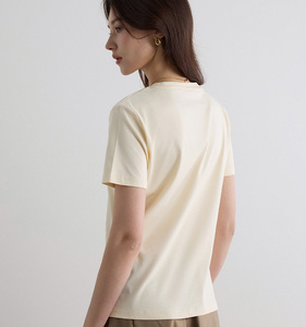 Camiseta de Cuello en V para Mujer, 75% Algodón Mercerizado, 25% Poliéster, Etiqueta Personalizada, 240 g/m², Camisetas Lisas de Algodón Pima para Damas - Product Image 2