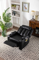 Fauteuil inclinable individuel en cuir PU pour home cinéma, avec repose-pieds et poche de rangement