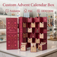 Boîte de calendrier de l'Avent personnalisée 24 jours, compte à rebours de Noël, boîte vide remplissable, tiroir double porte, emballage cadeau pour bijoux