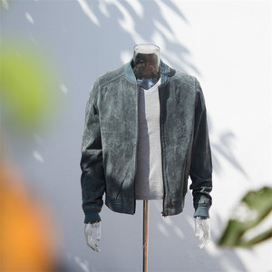 جاكيت جلد سويدي للرجال بالجملة من المصنع، تصميم مخصص لفصلي الخريف والشتاء، مقاسات كبيرة، جاكيت سويدي أنيق بطراز سباق الدراجات النارية - Product Image 1