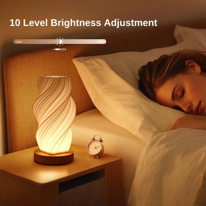 LED 3D Vase Night <b>Light</b> USB Rechargeable Wooden Base Table Lamp Warm <b>Light</b> Adjustable for Indoor Bedroom Decoration Bedside Lamp - Product Image 4