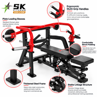 Machine de presse pectorale plate à charge de plaques SK MAX6 avec base large et crochets de chargement de plaques pour les séances de musculation en salle de sport