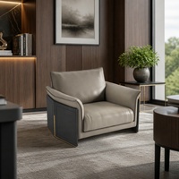 Canapé de réception de bureau moderne en cuir taupe 3+1+1 places, pieds en or rose, structure en bois massif, mobilier de salon de direction