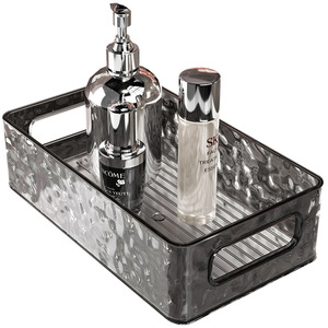 Caja de almacenamiento con diseño de glaciar transparente, organizador de escritorio de plástico rectangular para maquillaje, sala de estar, uso doméstico, sin tapa, capacidad de 45L - Product Image 3