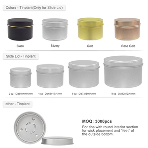 Vente en gros de boîtes rondes décoratives parfumées vides de 2 oz, 4 oz, 6 oz, 8 oz, en or rose, pour emballages, contenants, pots, boîtes à bougies noires de voyage - Product Image 5