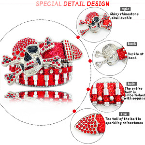 Wholesale Fashion <strong>Cool</strong> Design Rhinestone Inlaid Skull Buckle With Blingbling Glitter Strap Silver Bullet Cowboy Unisex <strong>Belt</strong> - Product Image 4