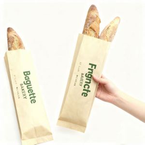 Bolsas de Papel Kraft Marrón a Granel, Personalizadas, de Grado Alimenticio, Resistentes a la Grasa, para Pan Francés, Baguettes y Pasteles - Product Image 1