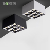 Spot à quatre sources à gradation 12W COB Downlight Grille carrée LED montée en surface