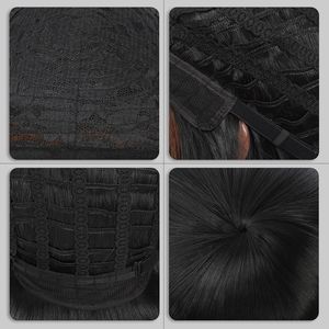 วิกผมบ๊อบสั้นตรงสำหรับผู้หญิง Xuchang พร้อมหน้าม้า วิกผมใยสังเคราะห์ Kanekalon แบบเต็มศีรษะ ไม่ต้องใช้กาว สีดำ รุ่น DM62 - Product Image 3