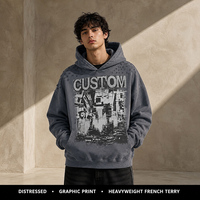 Sweat-shirt à capuche personnalisé Cenloong avec broderie graphique, 500 GSM, en coton French Terry surdimensionné, pour homme