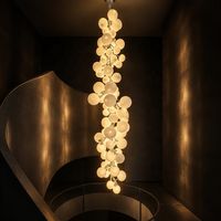 Lustre sphérique moderne de luxe Senfey en verre blanc laiteux, LED, hauteur réglable, longue suspension verticale pour escalier
