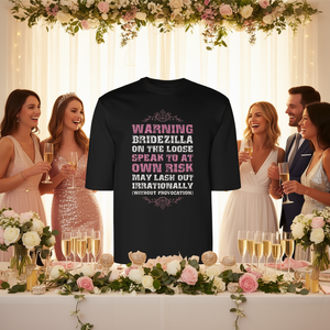 Bridezilla Warning Long <b>Sleeve</b> T-Shirt Funny Wedding Shirt For Bridesmaids And <b>Bridal</b> Party - Product Image 3