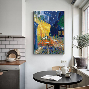Pinturas al óleo de arte <span class=keywords><strong>en</strong></span> lienzo de <span class=keywords><strong>Van</strong></span> <span class=keywords><strong>Gogh</strong></span> hechas a mano. Café al aire libre por <span class=keywords><strong>la</strong></span> <span class=keywords><strong>noche</strong></span> para <span class=keywords><strong>la</strong></span> decoración del hogar y el hotel - Product Image 5