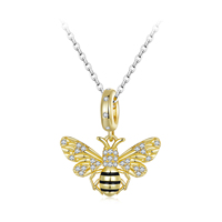 Pendentif abeille en plaqué or accessoires de bricolage niche forestière s925 perles de bracelet en argent sterling
