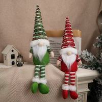 Gnomes de Noël nordiques faits à la main, ornements avec longues jambes tombantes, en peluche, style scandinave Tomte Nisse, pour la décoration de table de fêtes