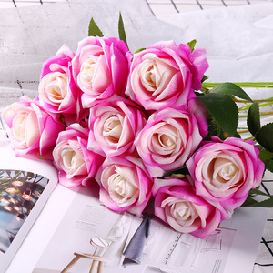 Wedding Silk <b>Artificial</b> Flowers <b>Bouquet</b> Arrangement Red Velvet Rose Centerpiecett Single Red Rose for Halloween Valentine's Day - Product Image 6