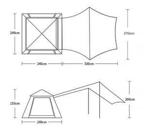 Tente extérieure facile à installer pour 5 à 8 personnes <span class=keywords><strong>avec</strong></span> <span class=keywords><strong>extension</strong></span> d'auvent <span class=keywords><strong>Abri</strong></span> de camping 2 en 1 pour les aventures en plein air - Product Image 5