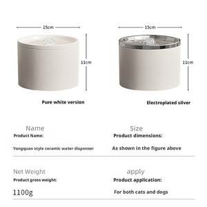 Fontaine <span class=keywords><strong>à</strong></span> eau en céramique 1L pour <span class=keywords><strong>animaux</strong></span> <span class=keywords><strong>de</strong></span> <span class=keywords><strong>compagnie</strong></span>, distributeur d'eau pour chats et chiens – Offre Spéciale - Product Image 5