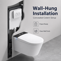 WC intelligent mural haut de gamme avec réservoir encastré, ouverture automatique du couvercle et désodorisation pour fournisseur hôtelier