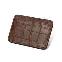 Grosir dompet uang klip pria ajaib tekstur buaya dompet uang tunai dompet kartu ajaib kulit Pu dompet kartu kredit ramping