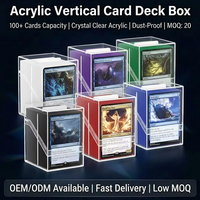 Boîte de rangement verticale en acrylique transparent Kaplo 100+ pour cartes, anti-poussière et anti-rayures, pour cartes MTG, TCG et CCG, boîte de rangement pour cartes