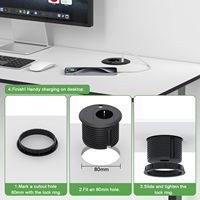 LEGA Soket Daya Meja USB Retractable Terintegrasi ABS 2 Port USB-C Hemat Ruang Lubang 80mm Kabel 2m untuk Meja Dapur IP54
