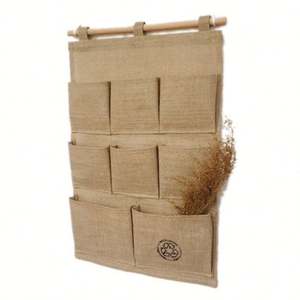 Bolsa de Almacenamiento Colgante de Yute para Puerta, Bolsa de Almacenamiento con 8, 7 y 5 Bolsillos - Product Image 1