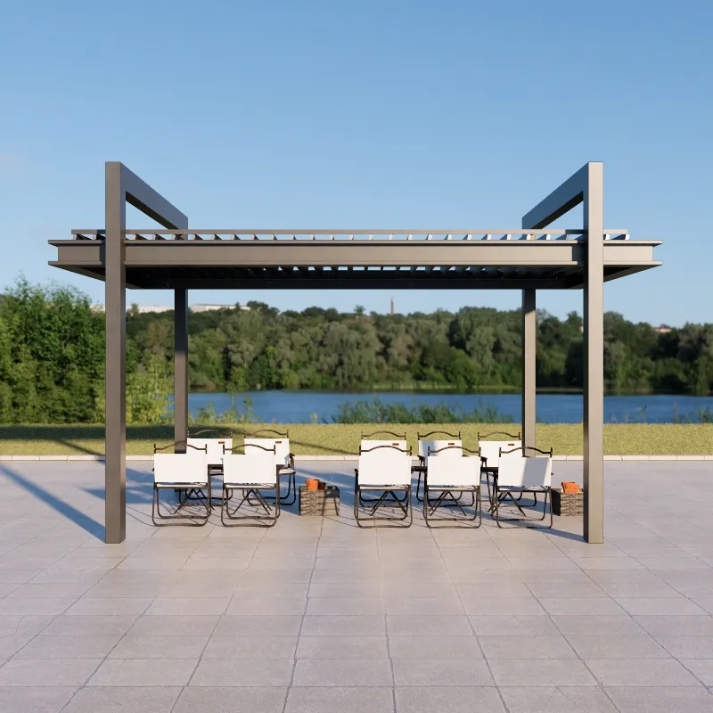 Kleine Patio Tuin Louver Met Intrekbare Zonnescherm Luifel 13ft Metalen Outdoor Pergola Aluminium Tuinhuisjes Buiten Paviljoen 3X3M