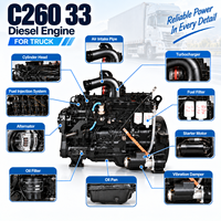 Moteur diesel turbocompressé Cums C260 33 260HP à lubrification forcée pour camion à benne basculante, transport de matériaux de construction