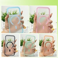 Étui hybride magnétique en acrylique avec airbag invisible, finition toucher doux, coque rigide pour iPhone 15 14 Pro, boîtier transparent esthétique