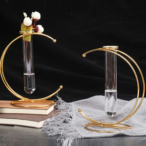Hot Sale Moon Shaped Iron Hanging <b>Stand</b> Rack Holder With Glass Tube Decorative Vase for Home Wedding Decoration - Product Image 3