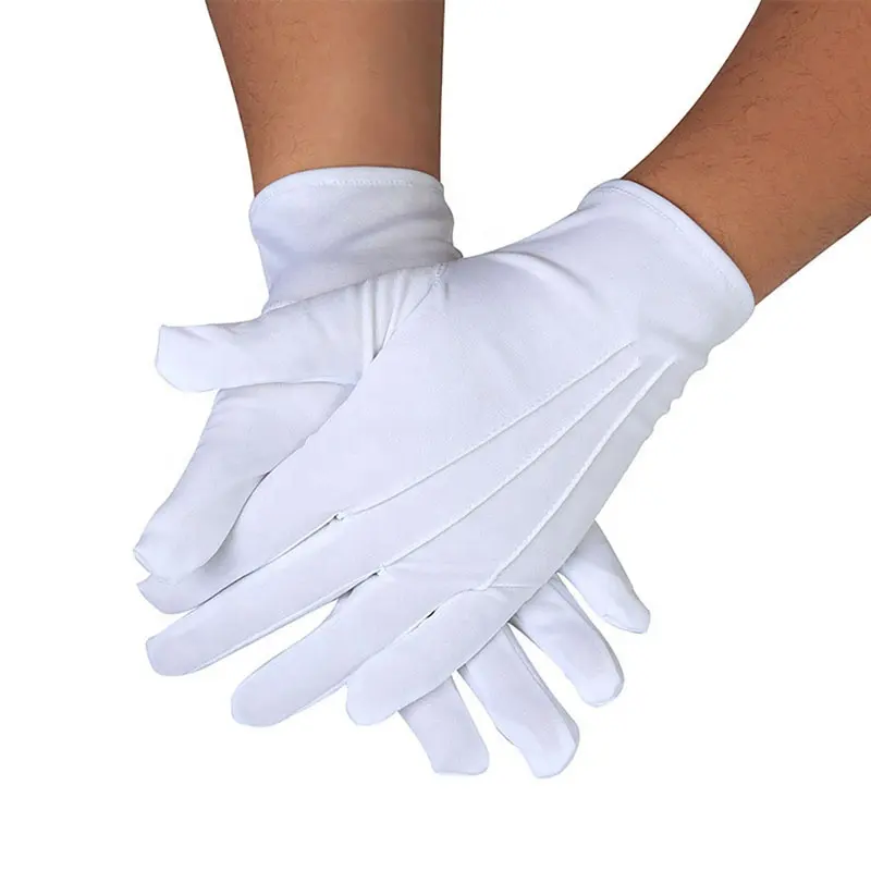 Full Finger Parade Honor Guard Tuxedo Etiquette Reception Labor Insurance Catering Waiters Hands Protector White Cotton Gloves