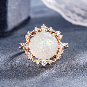 Anello Vintage Stile Opale con Zirconi, Elegante Gioiello da Donna per Feste e Regali - Product Image 5