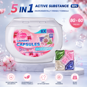 Cápsulas de Lavandería Ecológicas 5 en 1 al por Mayor, Limpieza Profunda, Eliminación de Manchas, Fragancia Ligera, Cuidado de la Ropa, 60 Unidades/Caja, Soporte OEM/ODM - Product Image 2
