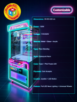 KranOK Machine à griffes néon personnalisée OEM avec éclairage LED, jeu d'arcade à monnayeur, jeu de griffes à prix, vente en gros
