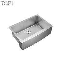 Évier de cuisine Tophome en acier inoxydable 304 fait main, style ferme, 16G, à tablier, cuve unique, surface brossée, certifié CUPC, garantie 5 ans