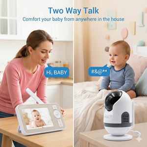 Tuya <b>Smart</b> <b>WiFi</b> Baby Monitor 4 Inch IPS Screen 1080P With Night Vision Two Way Audio Pan Tilt Temperature Monitoring - Product Image 5