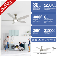 Ventilateur de plafond intelligent 1stshine 60 pouces avec commande Wi-Fi, compatible vocale, pales en ABS, moteur DC intelligent et lumière LED