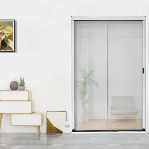 Easy to Install Plisse Mosquito Pleated Folding Screen Door Mesh Pleated Fly Screen Door with Aluminum Profile