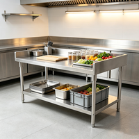 Plan de travail de cuisine commerciale en acier inoxydable 304 avec pare-éclaboussures pour cuisines hygiéniques d'hôtels et de restaurants