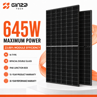 Panneaux solaires haute puissance 645W, type N, bifaciaux, double vitrage, 210R, 132 demi-cellules, module PV monocristallin pour projet utilitaire
