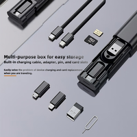 Câble de données USB Type-C vers Type-C 6-en-1 à charge rapide 65W 5A, kit adaptateur multifonctionnel avec matériau en bois pour le voyage