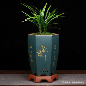 <span class=keywords><strong>Pot</strong></span> hexagonal en Zisha de Yixing avec base, respirant, pour Clivia, Cymbidium, Pothos et décoration de plantes matures - Vente en gros - Product Image 3